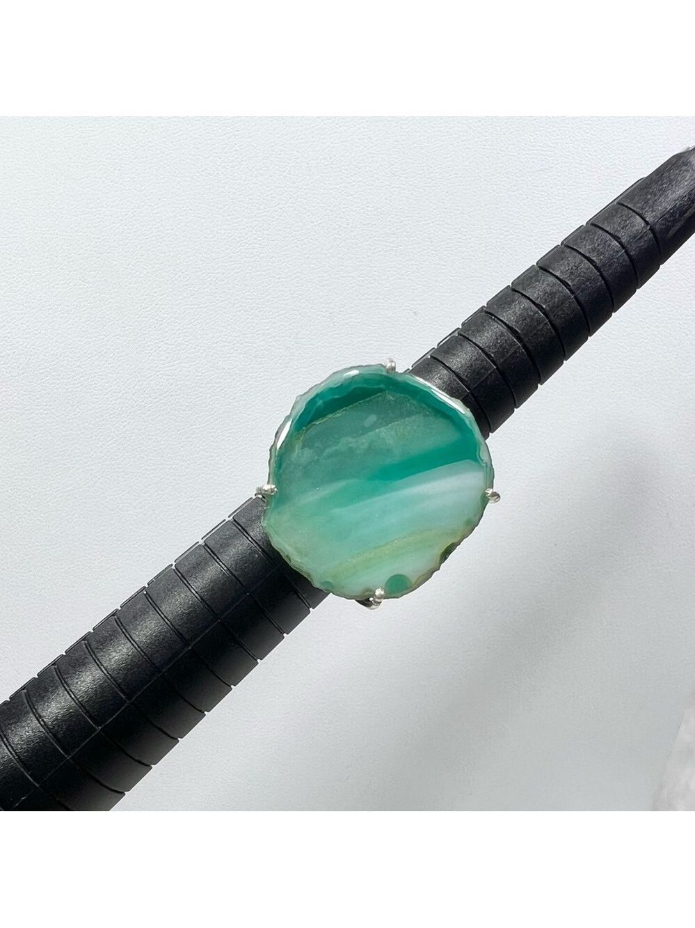 Solar Add on Item Green Solar Agate Ring size 6
